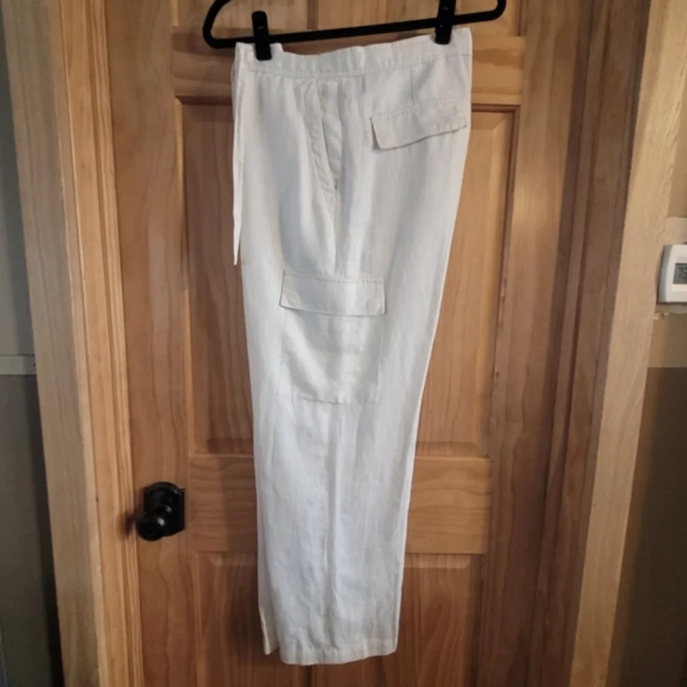 Claiborne Luxe Mens 100% Linen Drawstring Waist 33 X 30 Baggy Cargo Pant